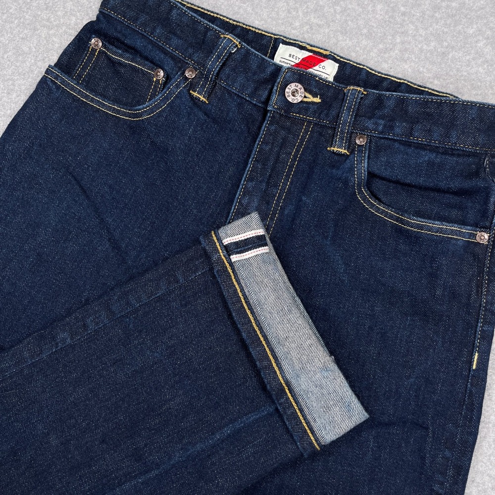 Best Made Co Selvedge Denim Jeans Mens 30x30 (28x30) Indigo Raw Slim Straight